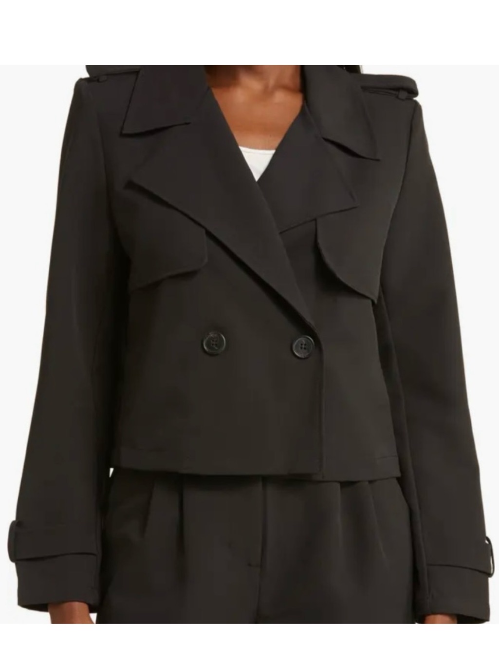Cropped Black Trench Jacket - Women's